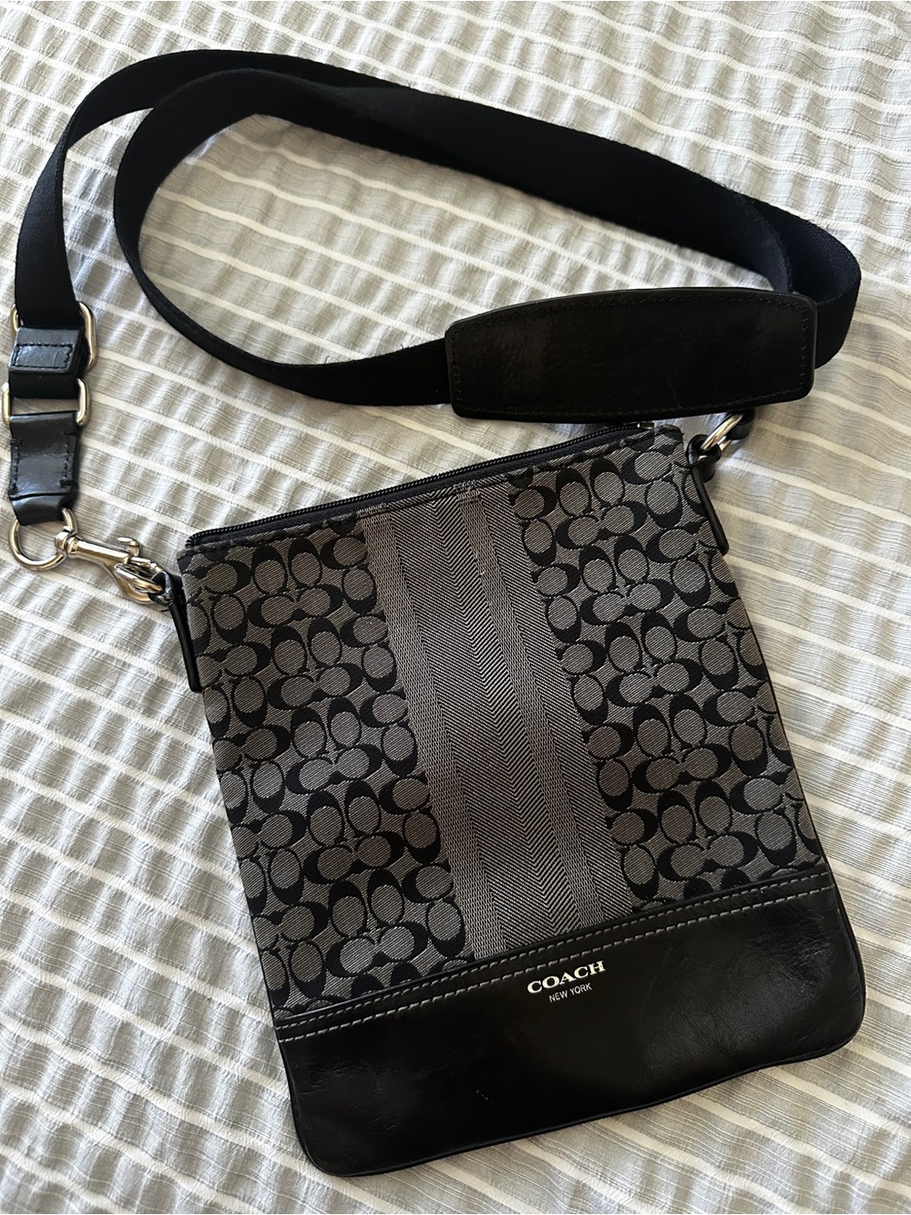 Coach Black and Gray Signature Crossbody Bag